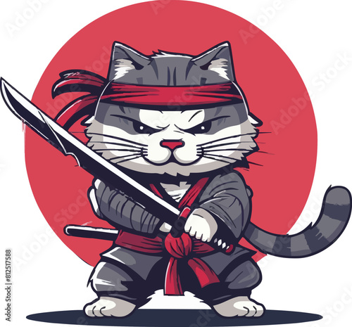 Cute cartoon ninja cat 