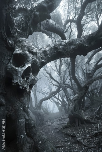 Haunted Forest Path with Skull Trees Artwork  © Franz Rainer