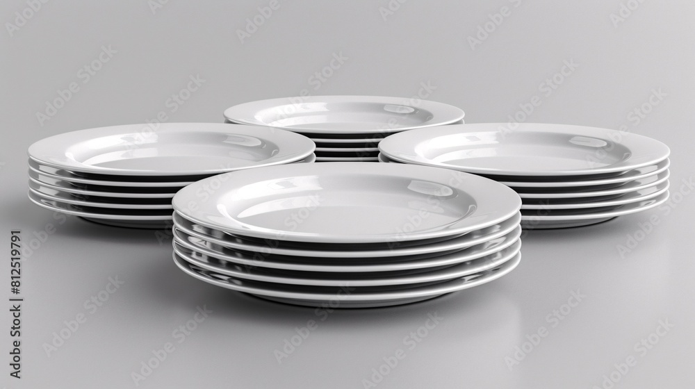 Pile of blank dishes on solid backdrop. Digital design. Pile of blank dishes on solid backdrop. Digital design.
