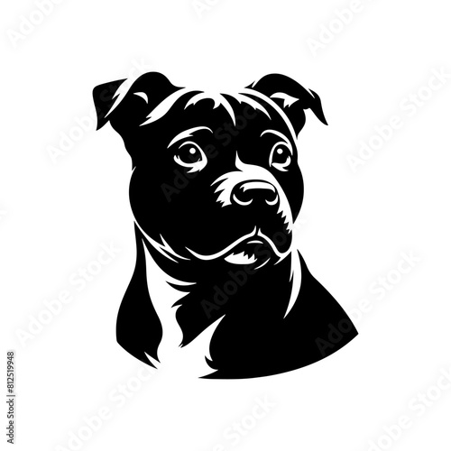 Staffordshire Bull Terrier Vector Silhouette - Capturing Strength and Courage in Simplistic Elegance- Minimalist Staffordshire Bull Terrier- Illustration of Staffordshire Bull Terrier.