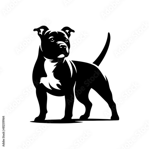 Staffordshire Bull Terrier Vector Silhouette - Capturing Strength and Courage in Simplistic Elegance- Minimalist Staffordshire Bull Terrier- Illustration of Staffordshire Bull Terrier.