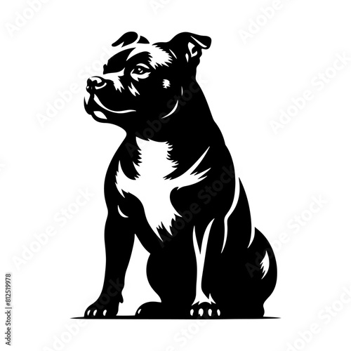 Staffordshire Bull Terrier Vector Silhouette - Capturing Strength and Courage in Simplistic Elegance- Minimalist Staffordshire Bull Terrier- Illustration of Staffordshire Bull Terrier.