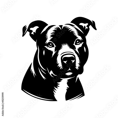 Staffordshire Bull Terrier Vector Silhouette - Capturing Strength and Courage in Simplistic Elegance- Minimalist Staffordshire Bull Terrier- Illustration of Staffordshire Bull Terrier.