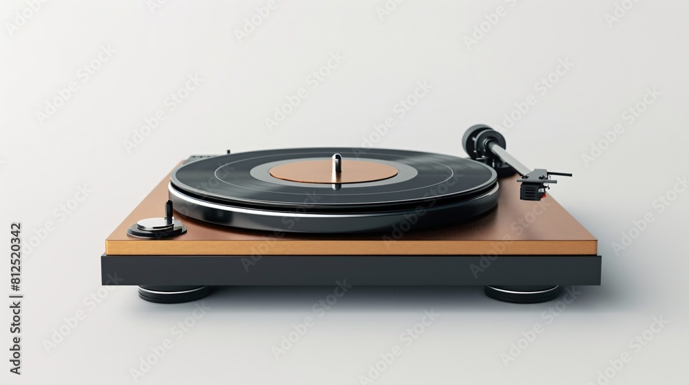 Classic turntable with ebony vinyl on white backdrop. Classic turntable with ebony vinyl on white backdrop.