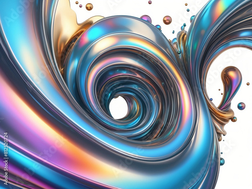 Holographic Liquid Metal Art, Freeform Twisted Spirals