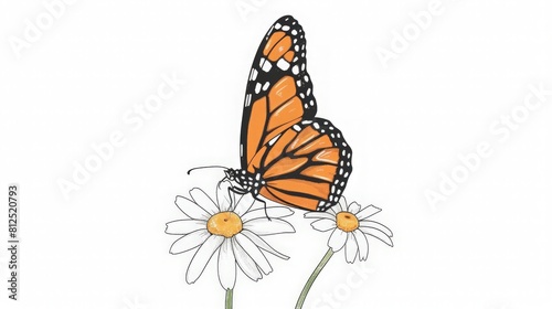 Beautiful butterfly flying isolated, Tawny Orange Monarch Butterfly design hand drawn. generative ai