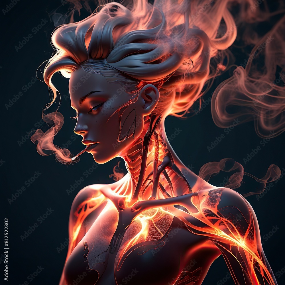 Free photo New dynamic 3d Human-Robot with Colorful Fire Background Free photo New dynamic 3d Human-Robot with Colorful Fire Background