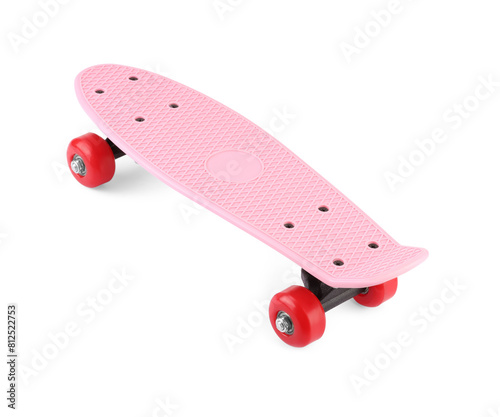 Pink skateboard isolated on white. Sports equipment