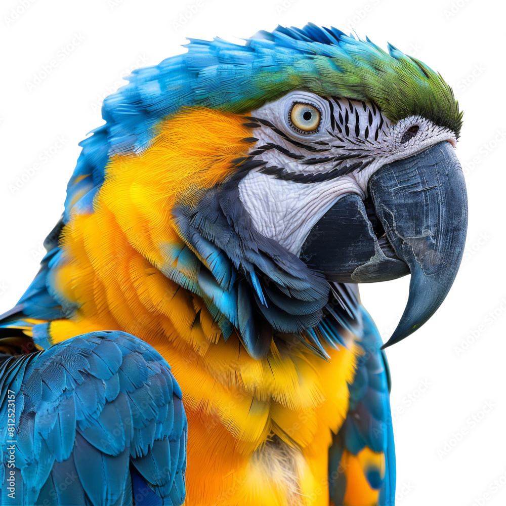 Fototapeta premium Colorful Blue and Yellow Macaw Parrot Close-up 