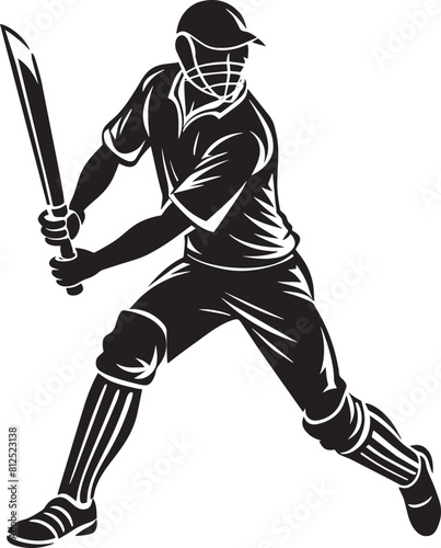 cricket player taking a shot vector illustration, Cricket batsman hitting the ball detailed