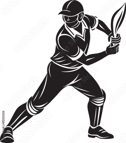 cricket player taking a shot vector illustration, Cricket batsman hitting the ball detailed