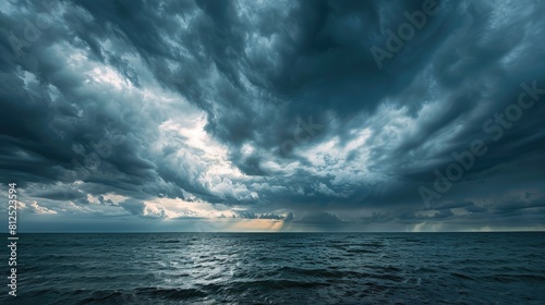 Dramatic cloudy sky above Gulf and coastline photo
