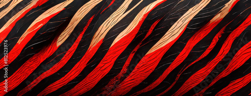 Vibrant red and black striped texture, evoking a sense of motion and energy. Panorama with copy space.