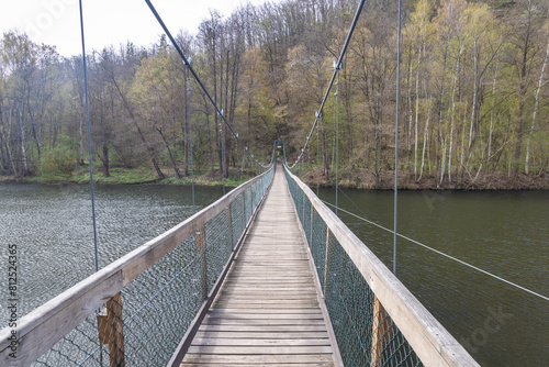 The Lipinska footbridge above Dyje River in Podyji National Park near Znojmo town in the South Moravian Region of the Czech Republic, Europe.