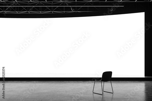 Cuadro en lienzo Industrial hall interior wide format mock up blank screen with a chair
