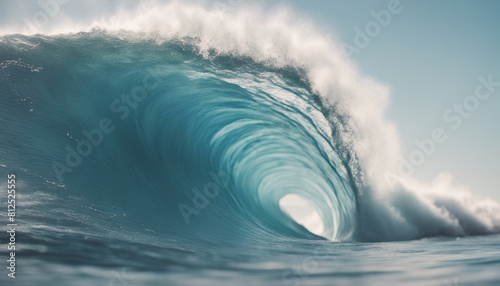 Blue Ocean Wave in the Tube Getting Barreled, isolated white background  © abu