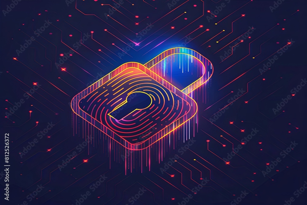 Fototapeta premium Digital Security with fingerprint Concept Illustration wallpaper