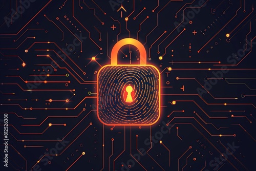 Digital Security with fingerprint Concept Illustration wallpaper