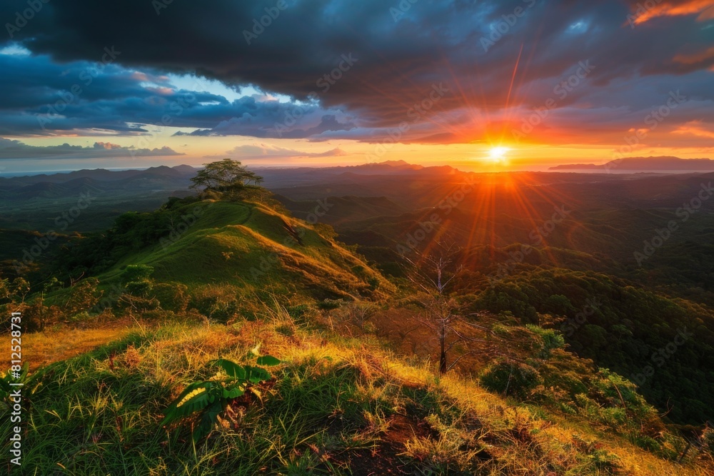 Sunset Trail Through Vibrant Mountain Ridges Sunset Trail Through Vibrant Mountain Ridges