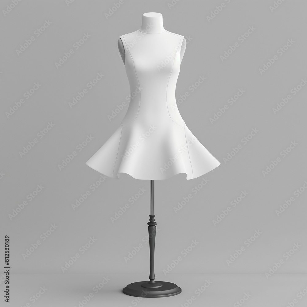 White dress mockup, lovely dress on mannequin, 3d render White dress mockup, lovely dress on mannequin, 3d render