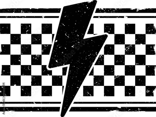 Grunge checkered lightning bolt SVG, checkered lightning bolt SVG, distressed checkered lightning bolt, Grunge lightning bolt PNG
