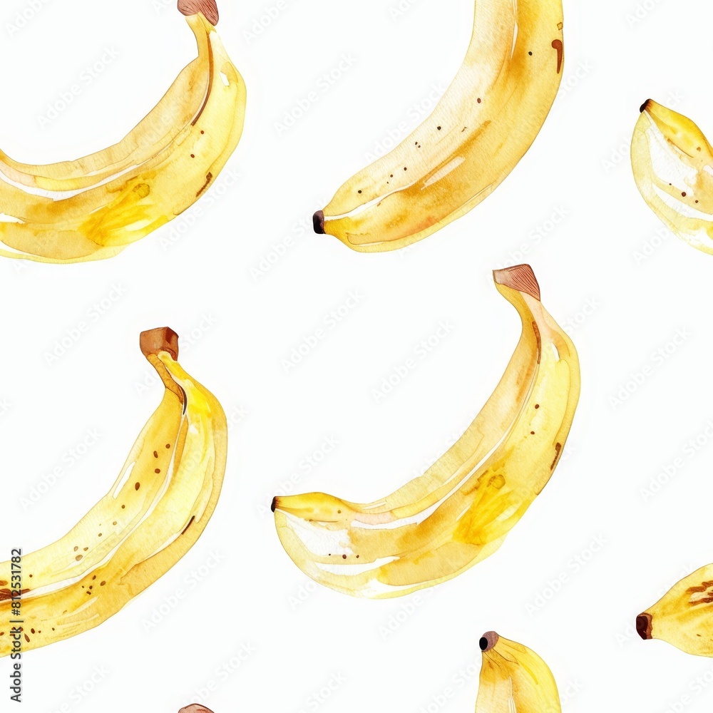 watercolor seamless pattern of banana. watercolor seamless pattern of banana.