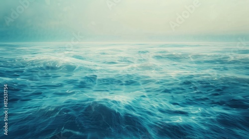 Blurred Motion Abstract Ocean Seascape with Paper Texture and Grain Pattern