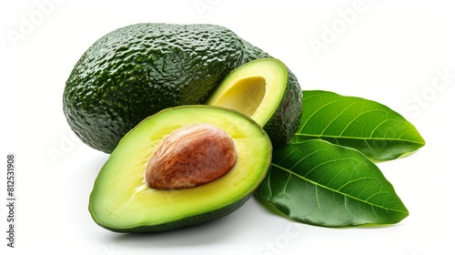 Fresh Avocado: A Vibrant Display on a Green and White Background
