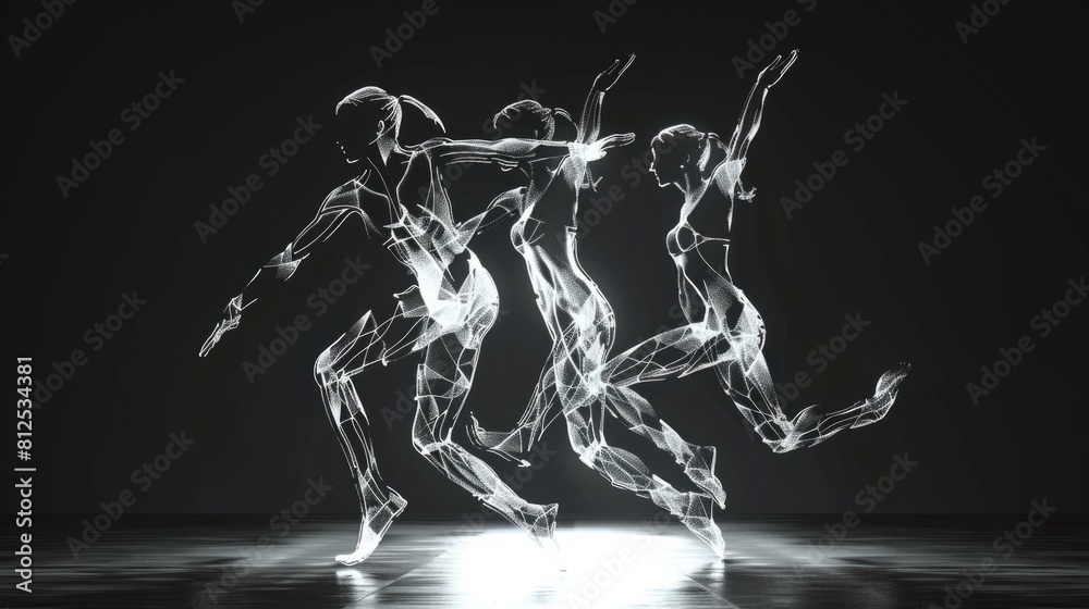 Darkened outlines highlighting the fluidity of dance Darkened outlines highlighting the fluidity of dance