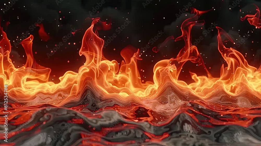 Fototapeta premium Dramatic Ship Fire Scene in Turbulent Waters