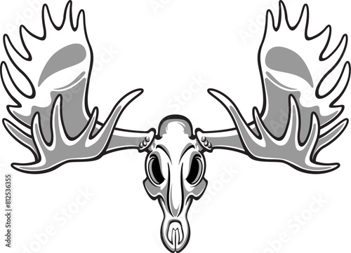vector moose elk bull skull with antlers	