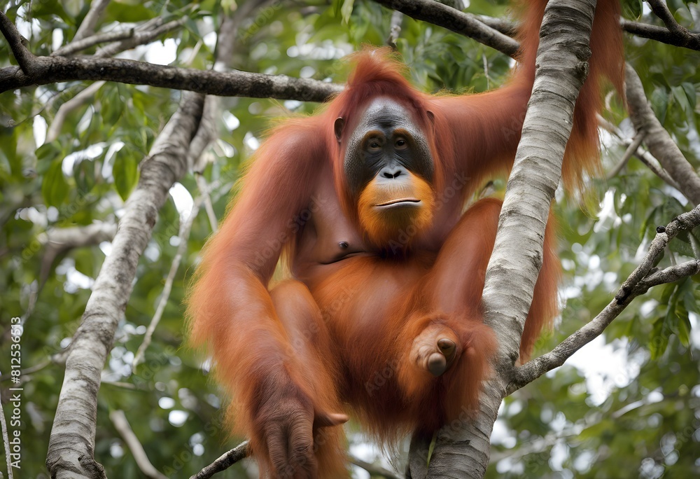 Obraz premium A view of an Orang u Tan in the Jungle