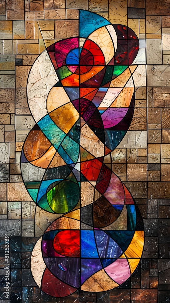 Fototapeta premium A stained glass window with a colorful design
