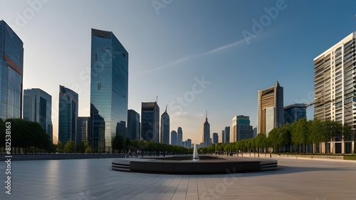 city Scenery of the city square and skyline with contemporary structures 