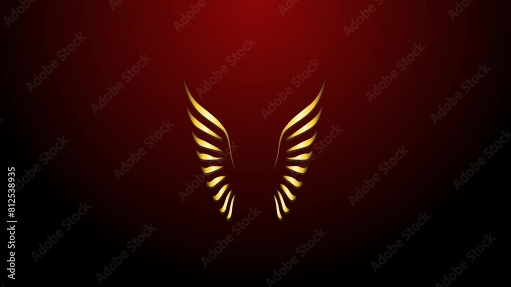 wing logo with gold gradient color green screen background