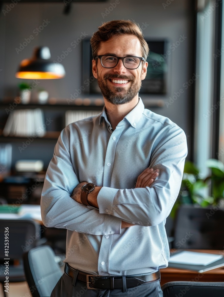 A man in a suit and tie is smiling and posing for a photo A man in a suit and tie is smiling and posing for a photo