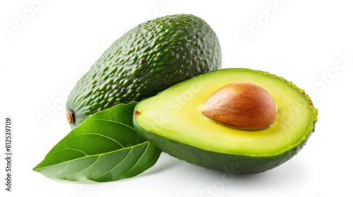 Fresh Avocado: A Vibrant Display on a Green and White Background
