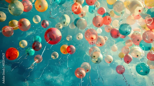 Inspirational conceptual artwork featuring balloons as a symbol of resilience and strength