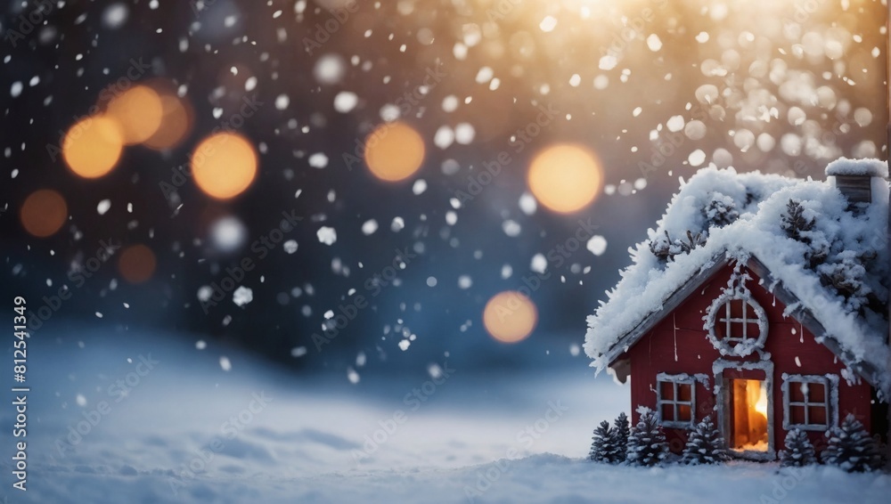 Captivating winter ambiance, Cinematic background features snowflakes drifting in a Christmas snowfall.
