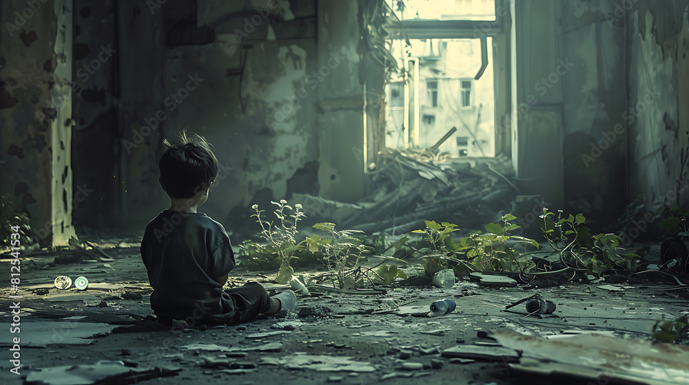 Solitude Amidst Decay: A Poignant Portrait of Resilience in an Abandoned City