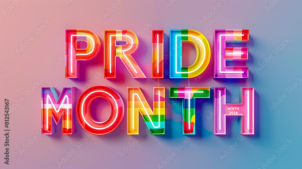 Celebrating Pride Month 2024: Rainbow Letters Spell 'PRIDE MONTH' Symbolizing Diversity, Inclusion, and Empowerment, with Ample Copy Space for Messages or Logos. Celebrating Pride Month 2024: Rainbow Letters Spell 'PRIDE MONTH' Symbolizing Diversity, Inclusion, and Empowerment, with Ample Copy Space for Messages or Logos.
