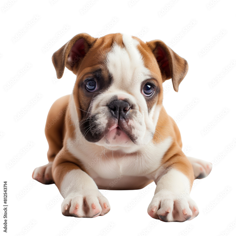 Bulldog puppy on white background.