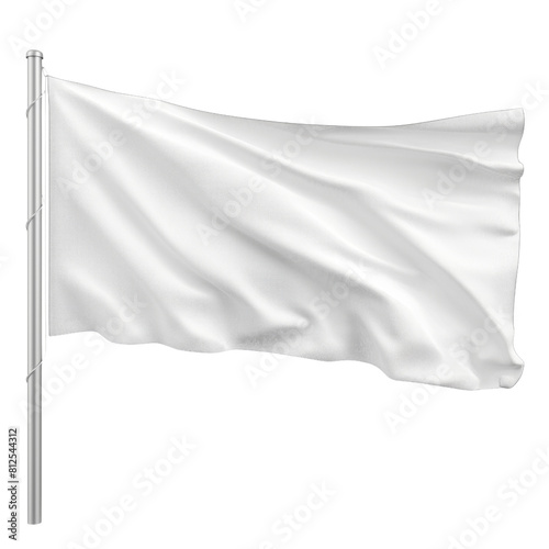White Blank Flag Template isolated on white background.