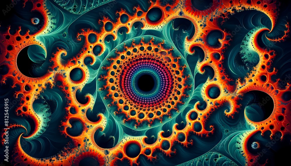 The image should feature a complex pattern generated by the Mandelbrot ...