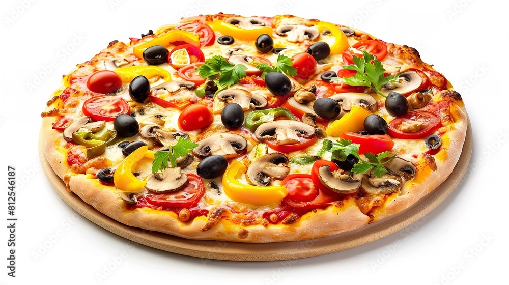 Delicious Vegetarian Pizza with Tomatoes

