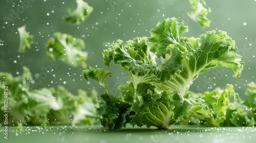 Lettuce falls down from above in the advertisement image.