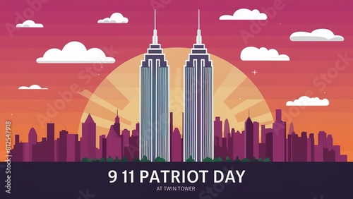 911 Patriot Day banner template. September 11 Memorial Day. Generative Ai.