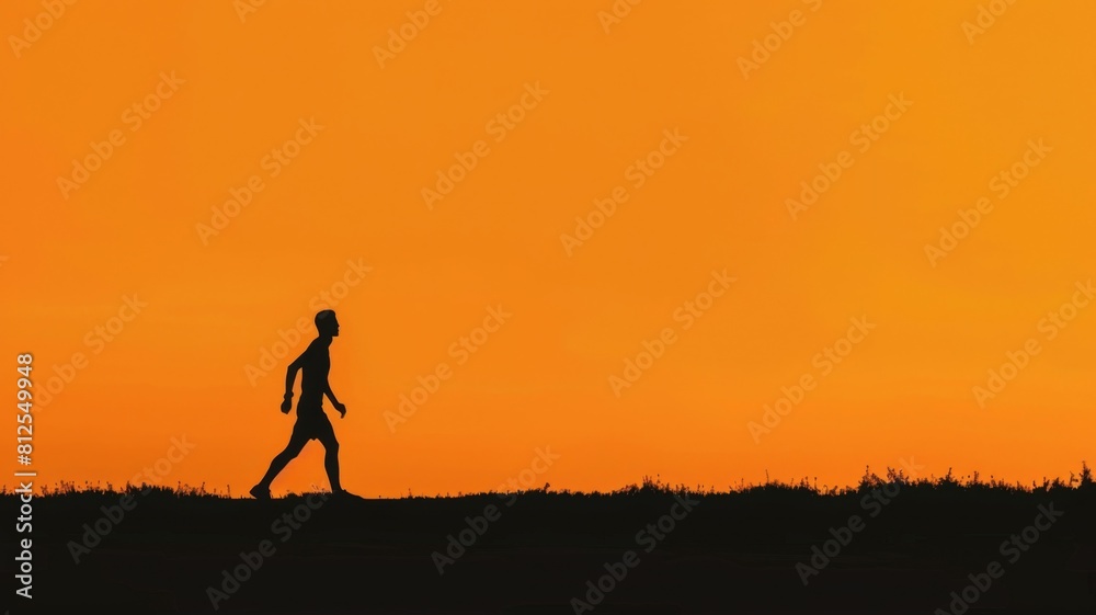 A stylized silhouette of a racewalker in motion, perfect for fitness and sports-themed wallpapers or backgrounds. The graphic features bold lines and a striking black and white color scheme, with