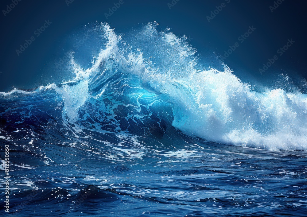 A large blue wave crashing in the middle of the ocean A large blue wave crashing in the middle of the ocean