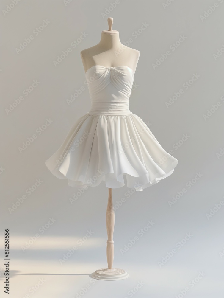 Obraz premium White dress mockup, lovely dress on mannequin, 3d render